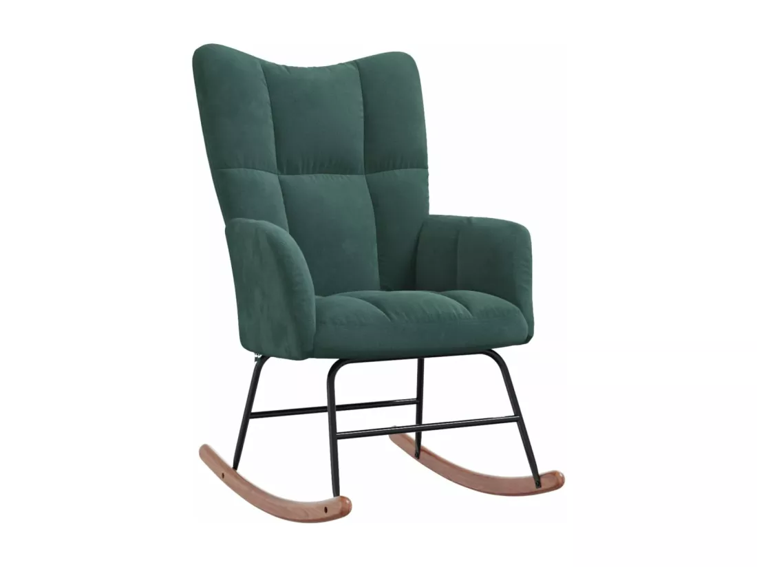 Chaise à bascule Vert foncé Velours