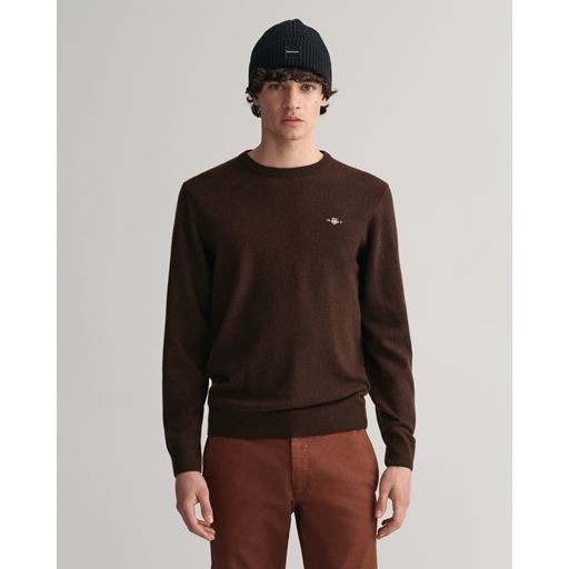 GANT Crewneck Sweater, Dark Brown Melange, S