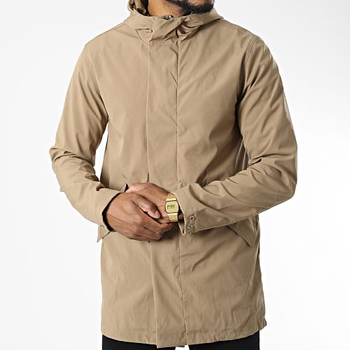 Veste Zippée Capuche Longue Beige
