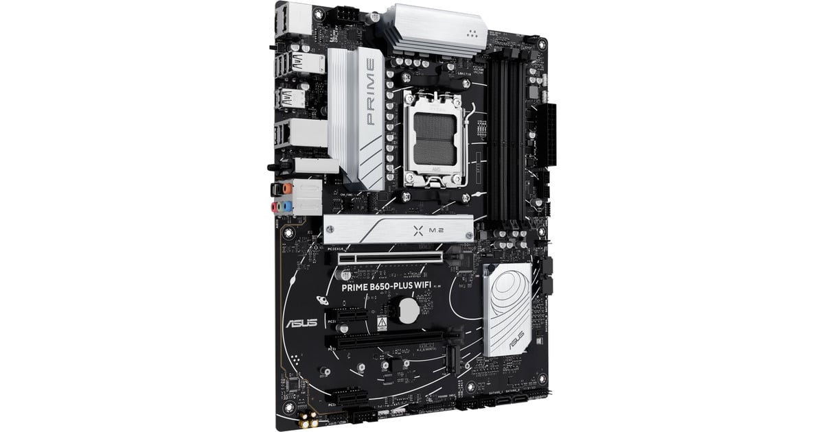 ASUSPRIME B650-PLUS WIFI socket AM5 moederbord  (Zwart/zilver, RAID, 2.5Gb-LAN, Wi-Fi 6E, BT 5.3, Sound, ATX)