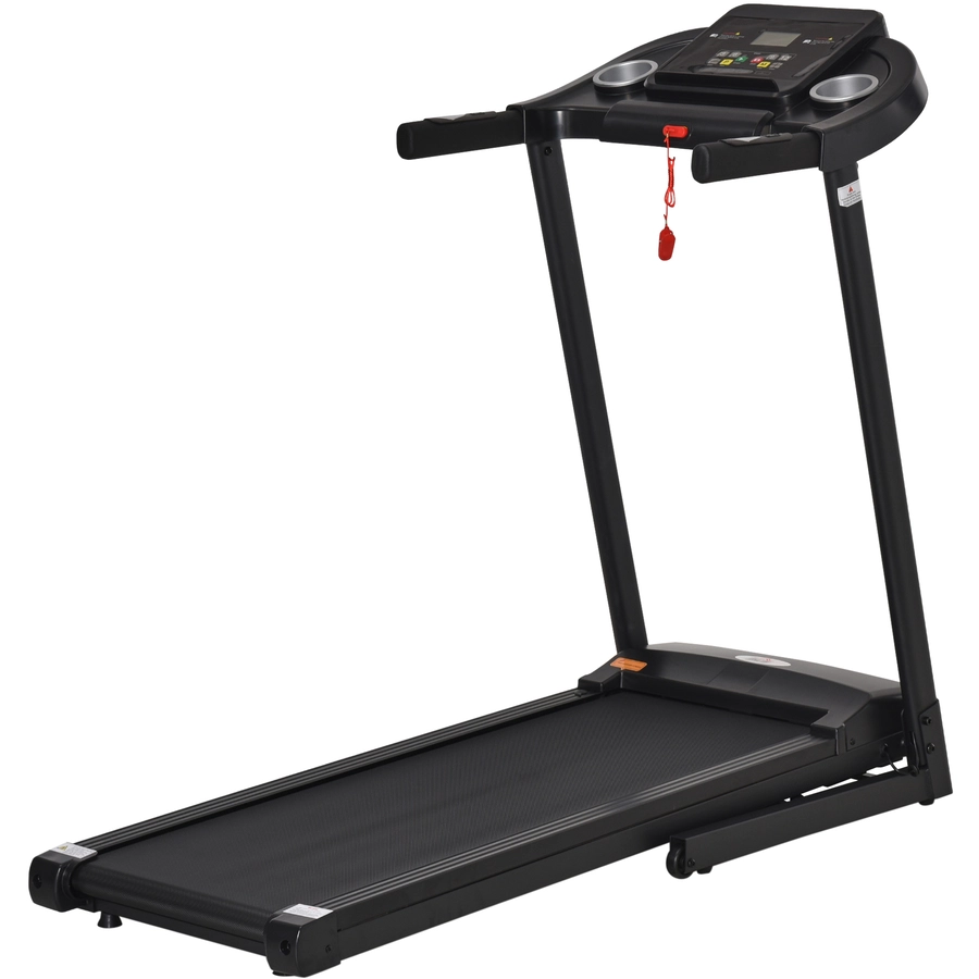 HOMCOM Laufband Training für Zuhause, Tassenhalterungen und Handyhalter schwarz, Grau