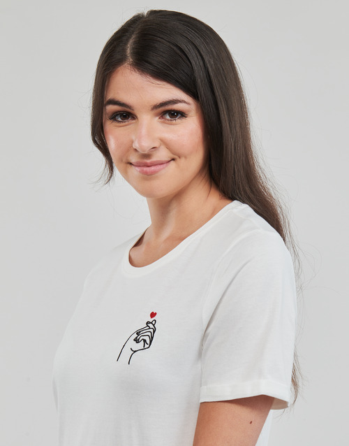 Only - ONLSILLE S/S HEART TOP CS JRS - Blanc