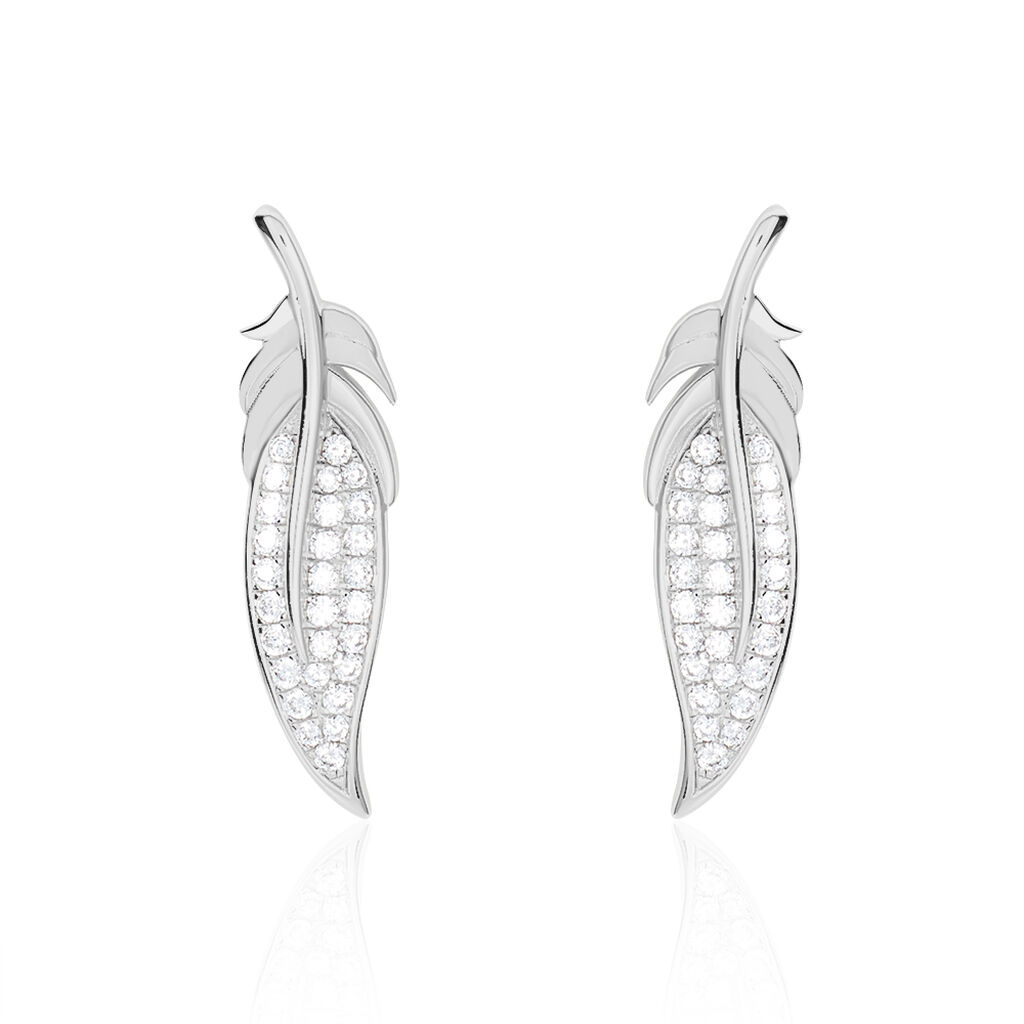 Boucles D'oreilles Pendantes Angeline Argent Blanc Oxyde De Zirconium