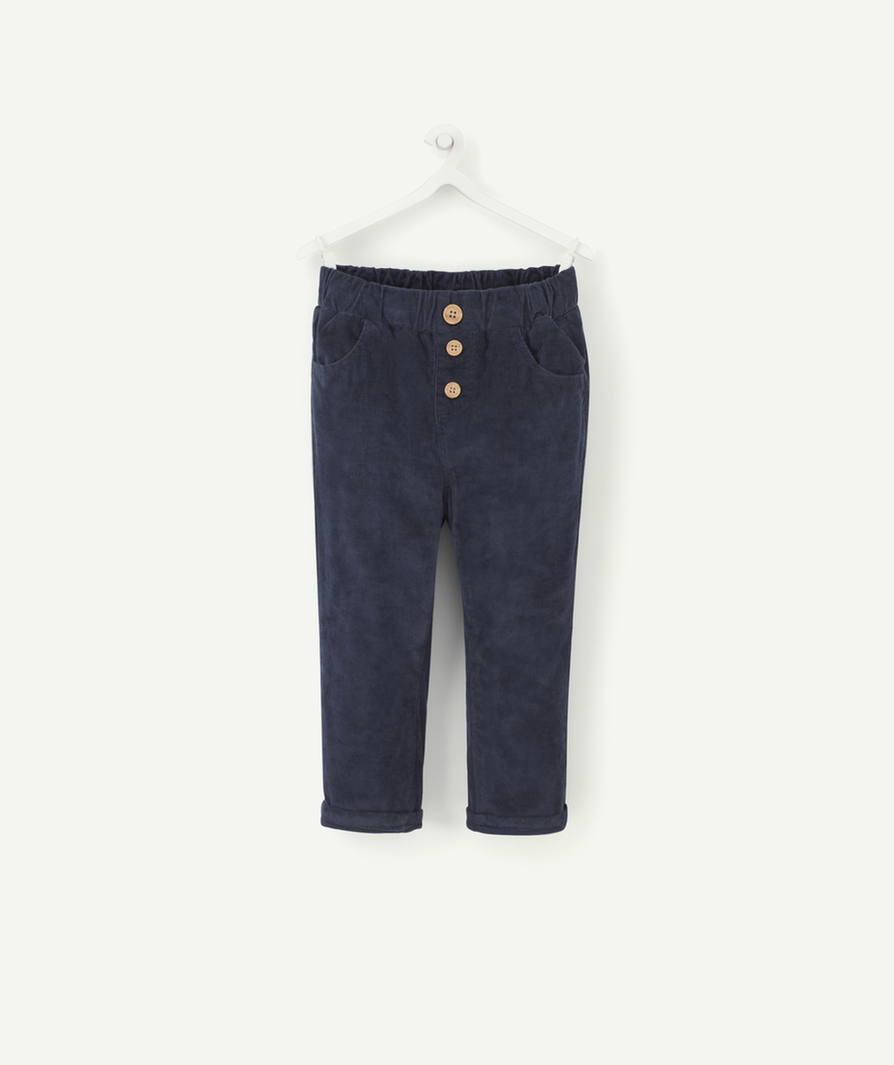 PANTALON DROIT BÉBÉ GARÇON CÔTELÉ BLEU MARINE
