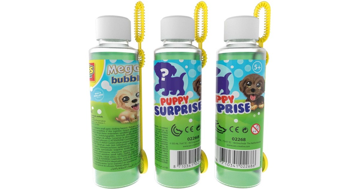 SES CreativeMega bubbles met puppy surprise, 200 ml Bellenblaas  (02268)