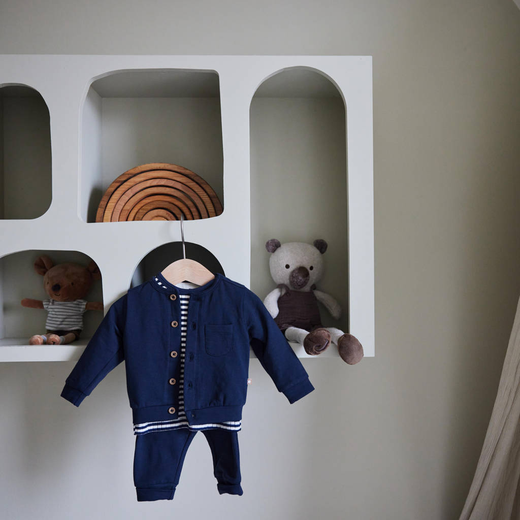 Dirkje vest + longsleeve + broek blauw/wit