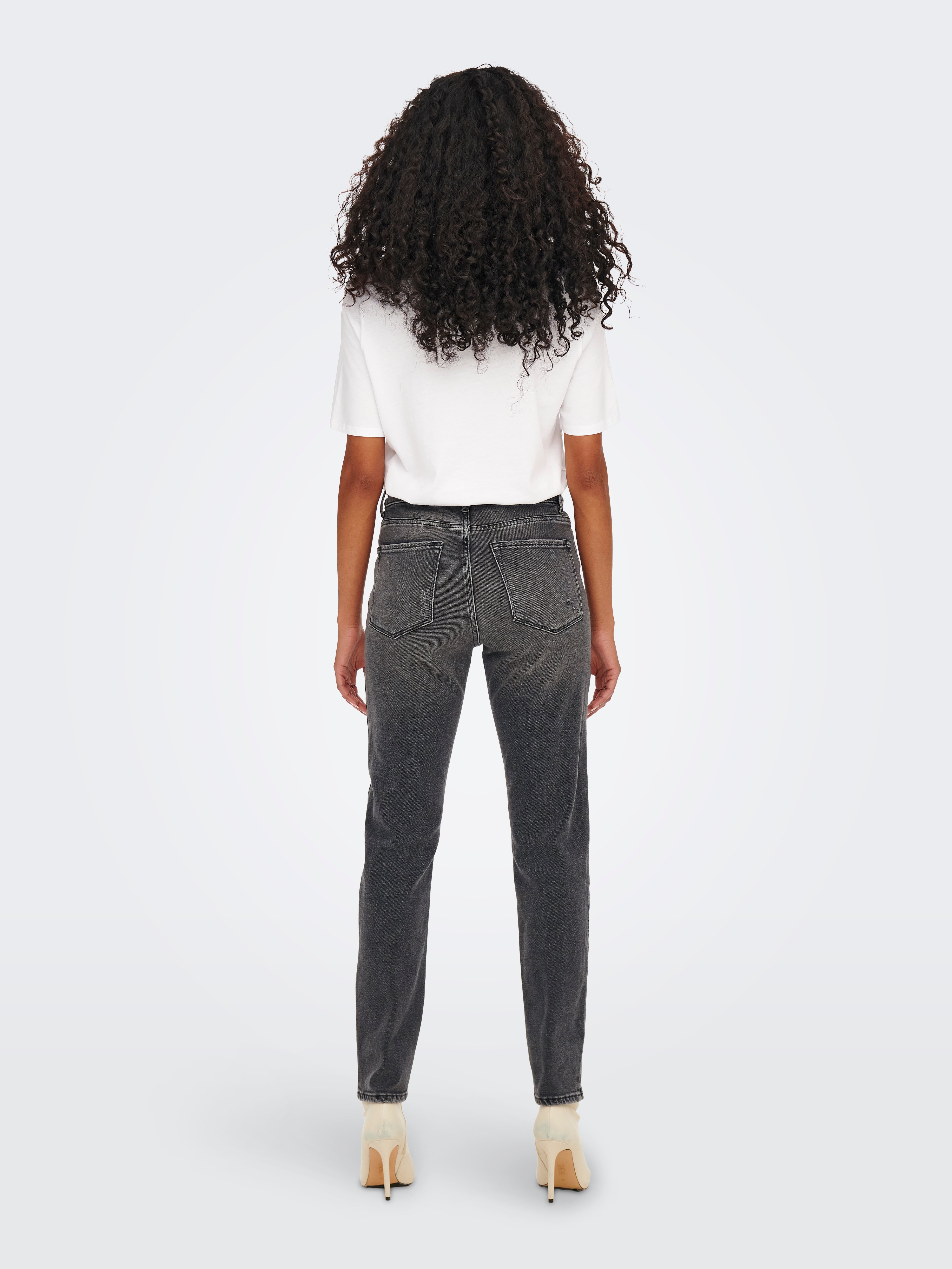 ONLEMILY Hohe Taille Gerade geschnitten Jeans Dark Grey Denim