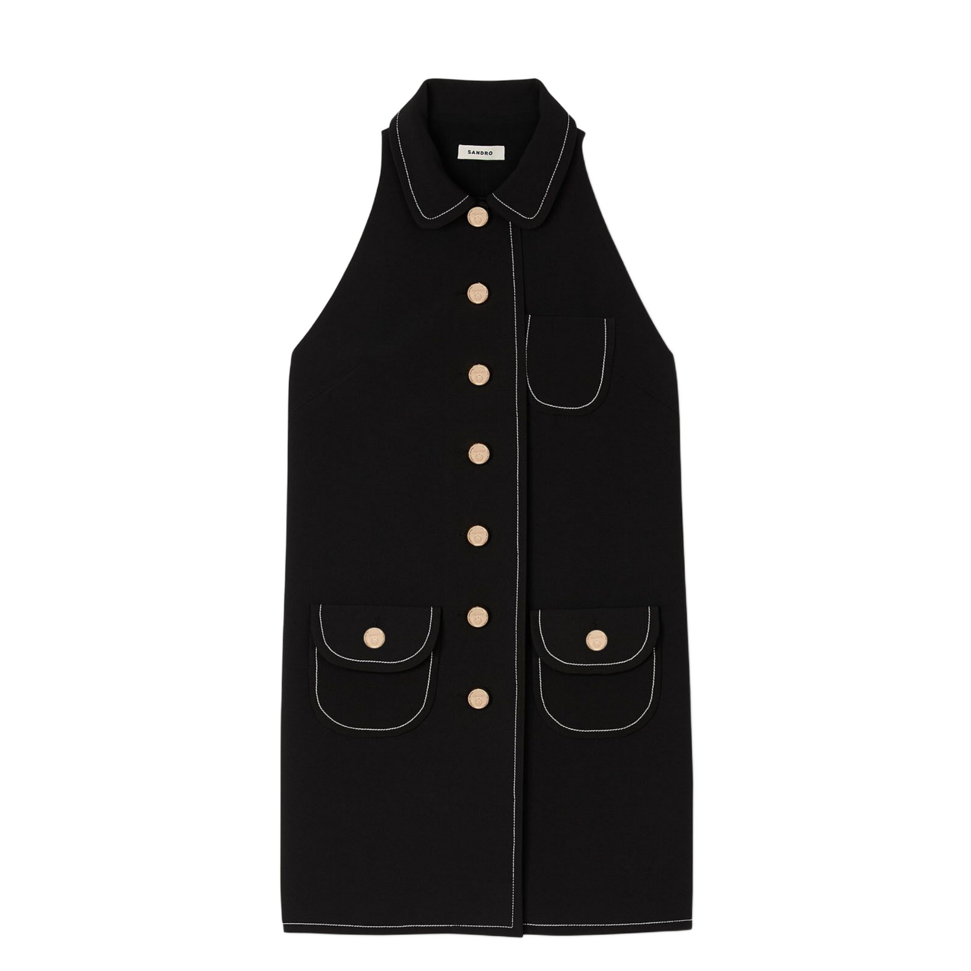 Robe courte à surpiqûres contrastées | Noir