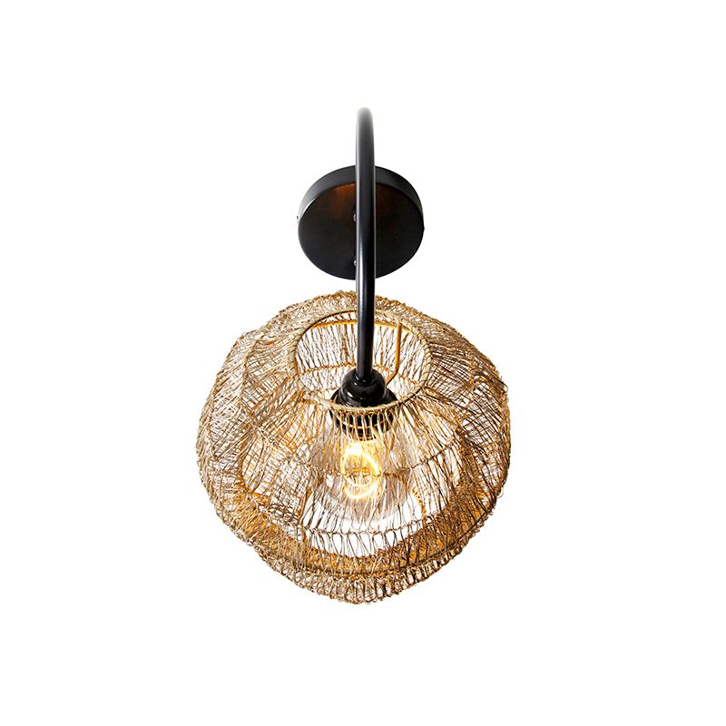 Oosterse wandlamp zwart met goud - Vadi