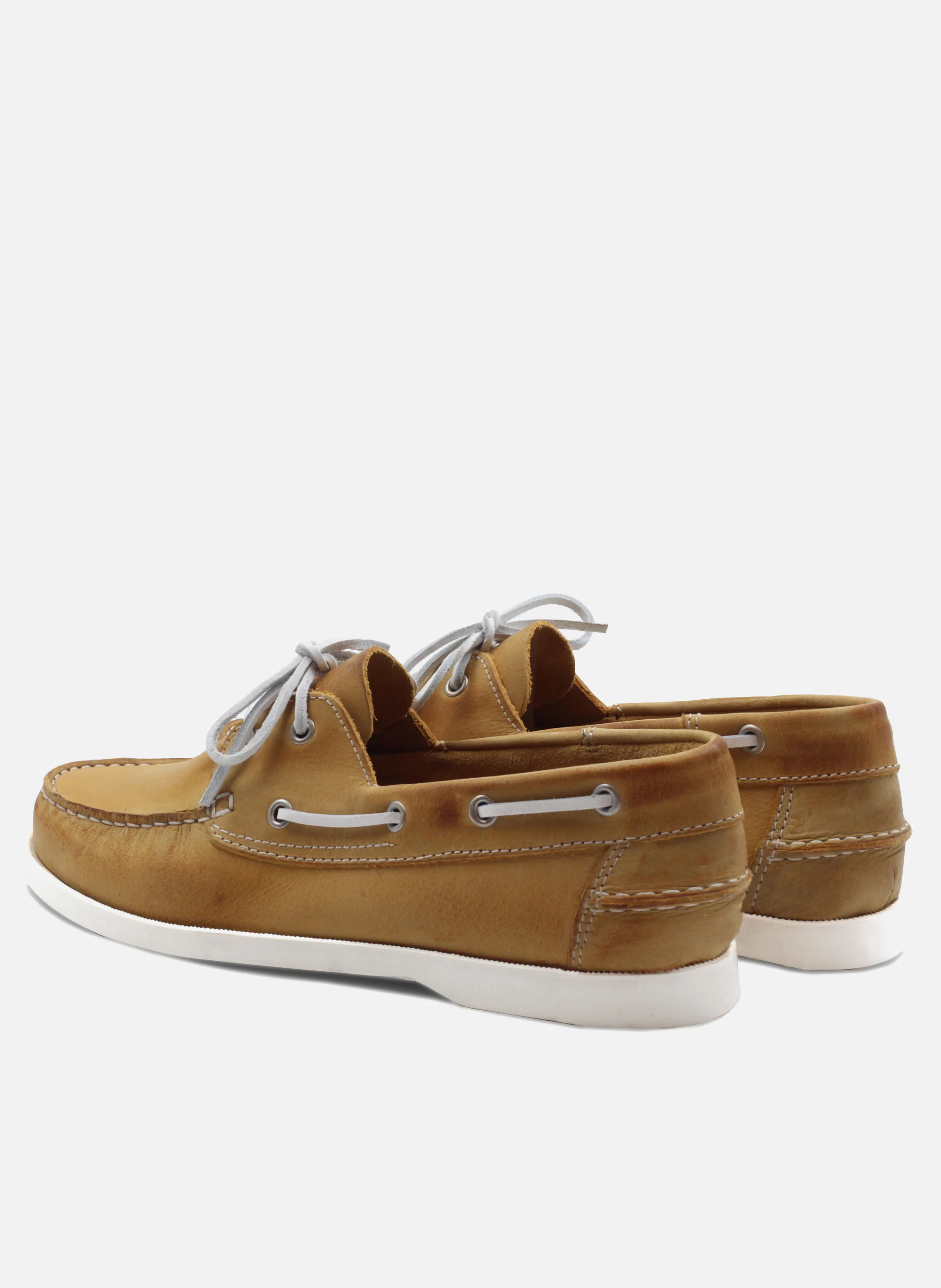 Chaussures bateau cuir mat brossé | Jaune