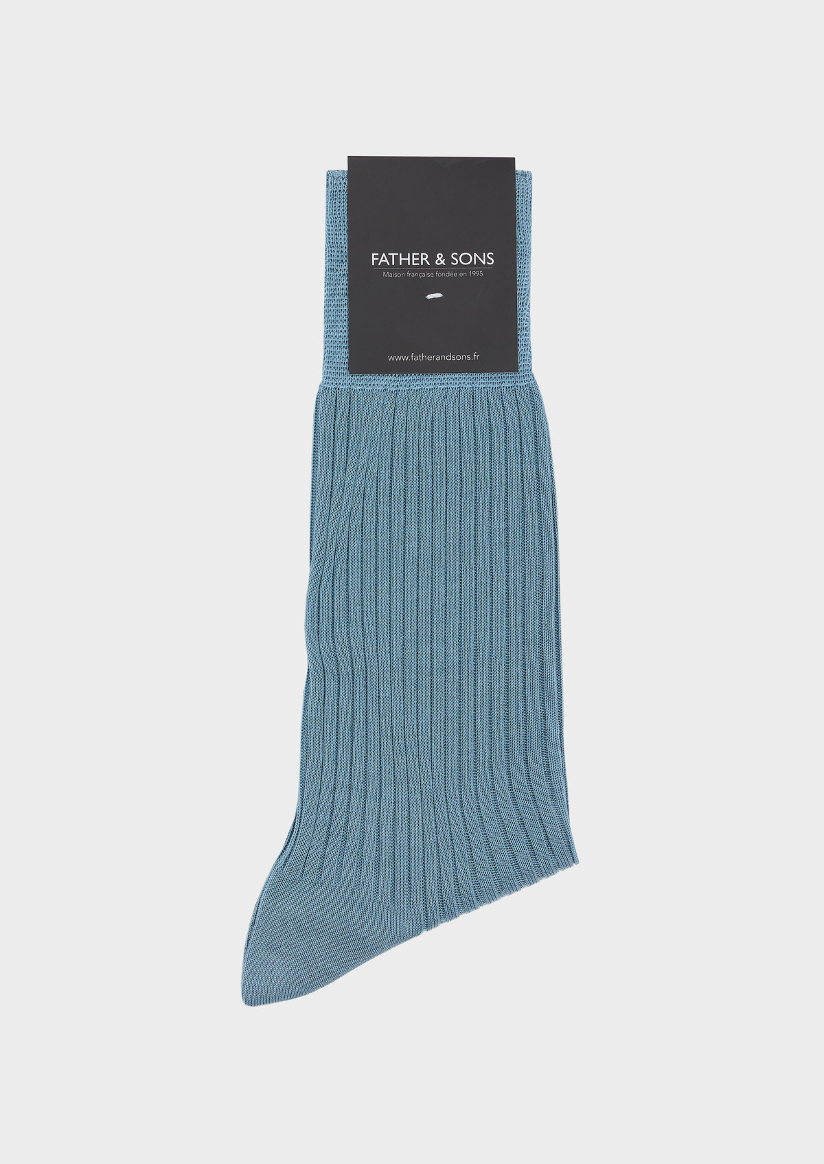 Chaussettes en coton fil d'Ecosse uni bleu céruléen