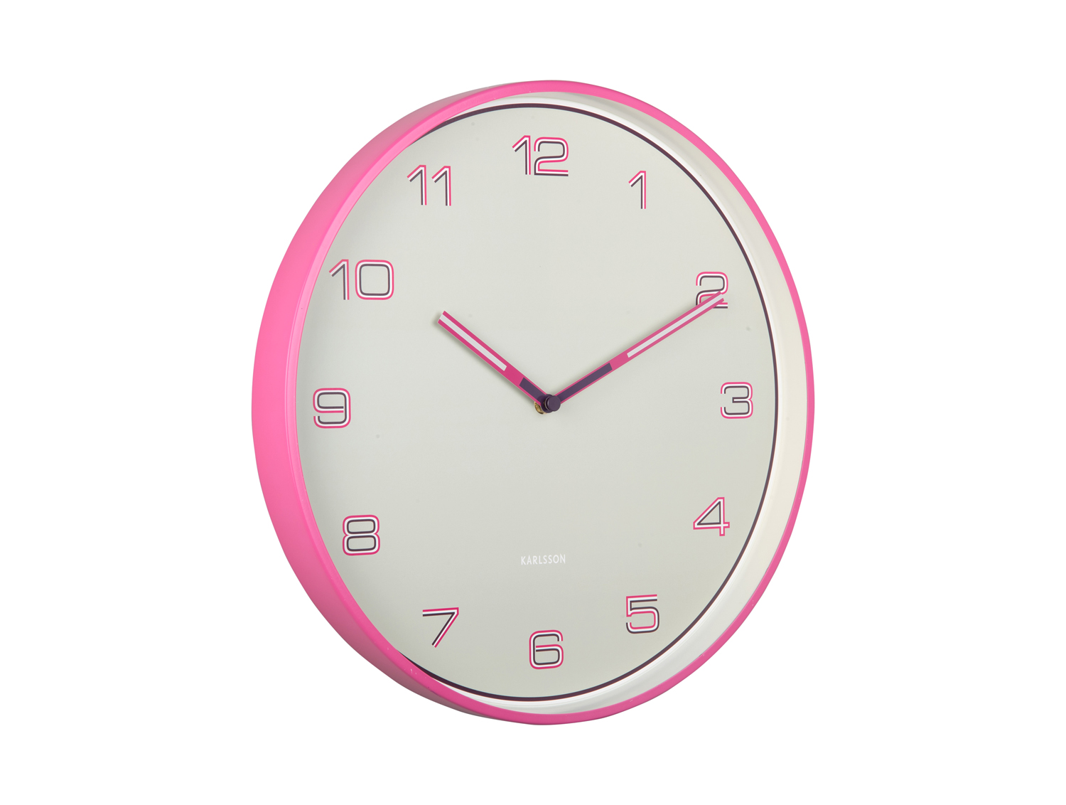 Wall clock Lined Numbers bright pink