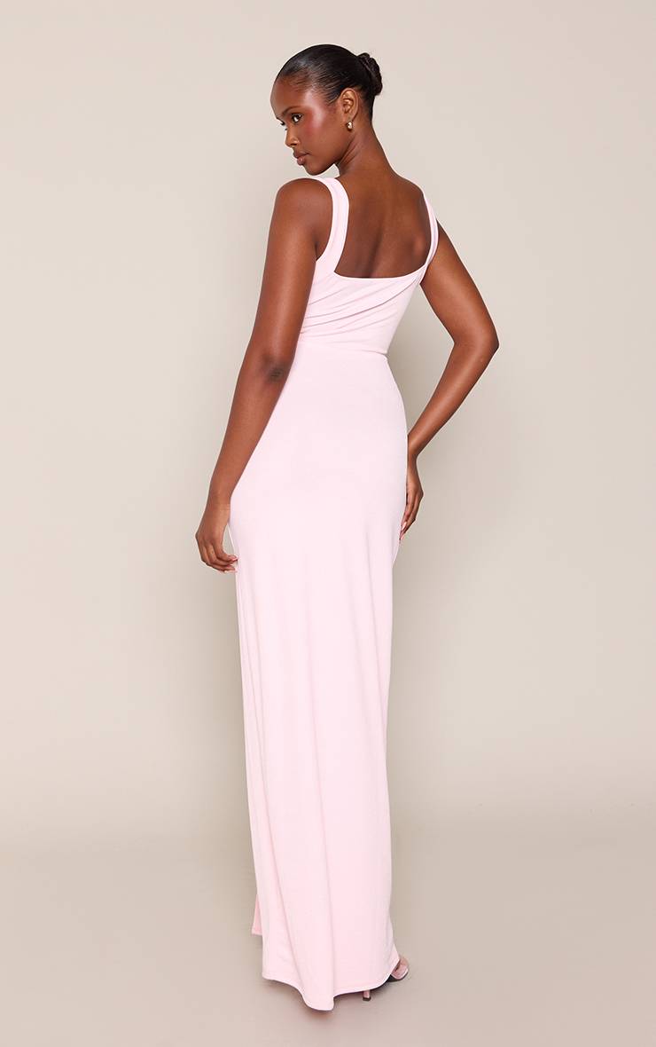 Rose Clair Robe Maxi À Encolure Droite