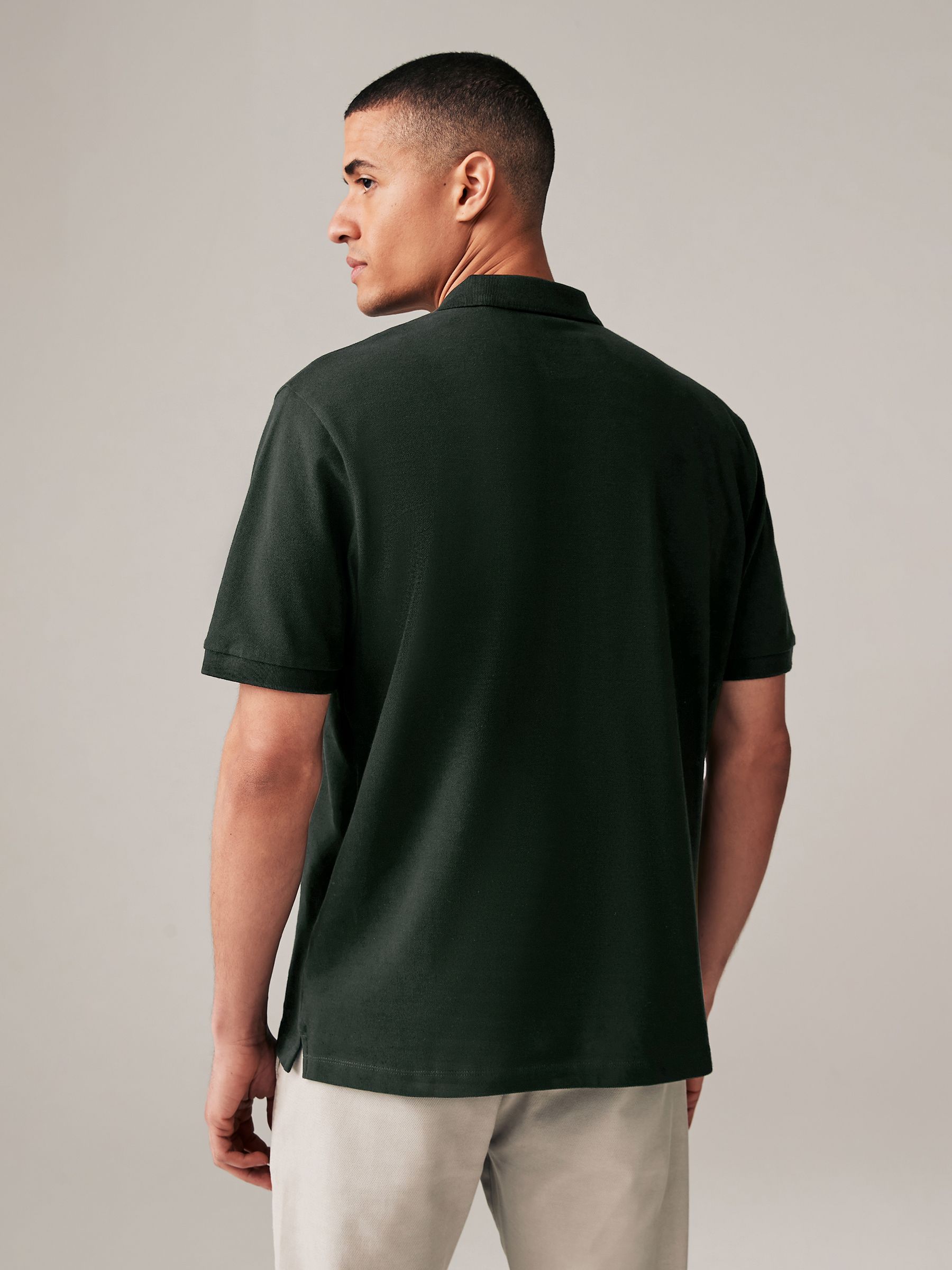 Olijfgroen - Normale Pasvorm - Long-Sleeve Pique Polo Shirt