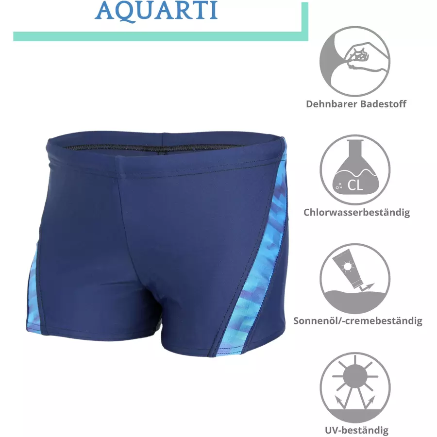 Aquarti Jungen Schwimmhose Kontrastfarbige Einsätze dunkelblau