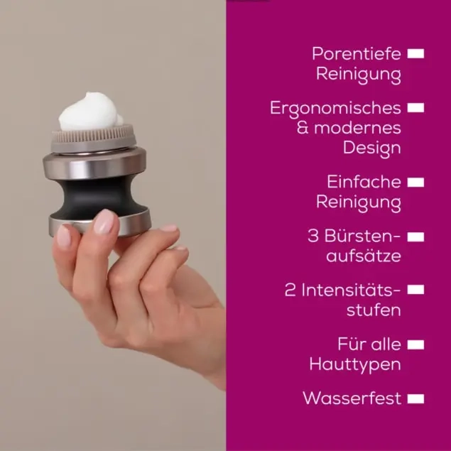 FC 59 Gesichtsbürste Tiefenreinigendes Gesichts Pflege Gerät mit 3 Aufsätzen (10485) - Silber