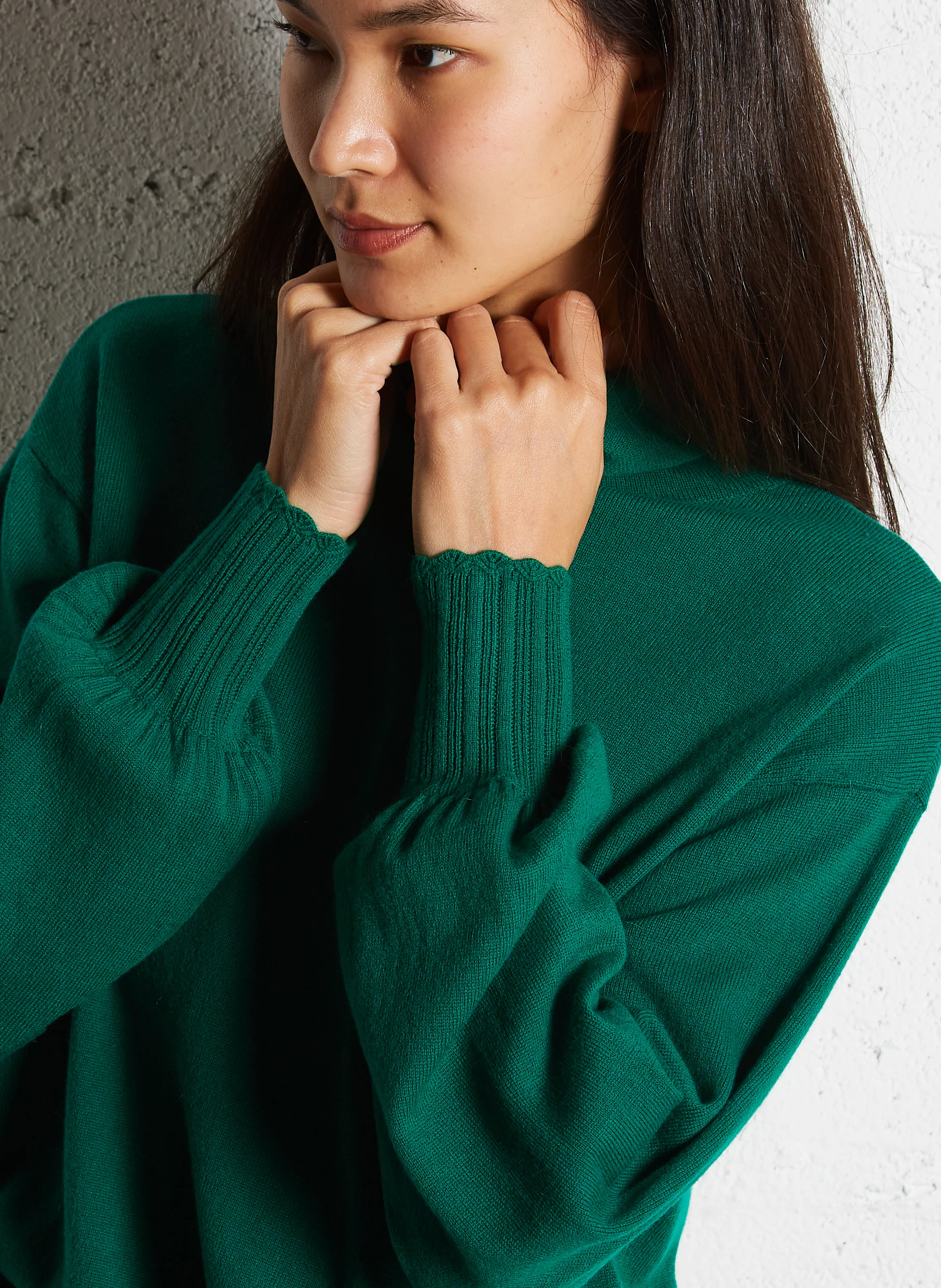 ARMONIE - Pull col montant en laine | Vert