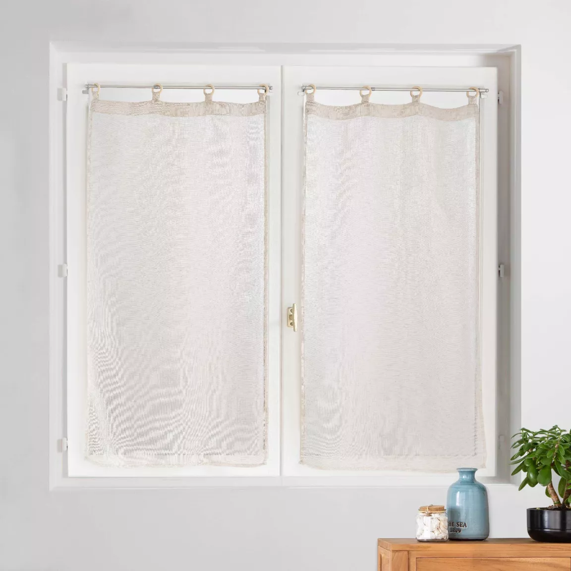 Paire de voilages tissés œillets bois (60 x 160 cm) Minalisa Beige