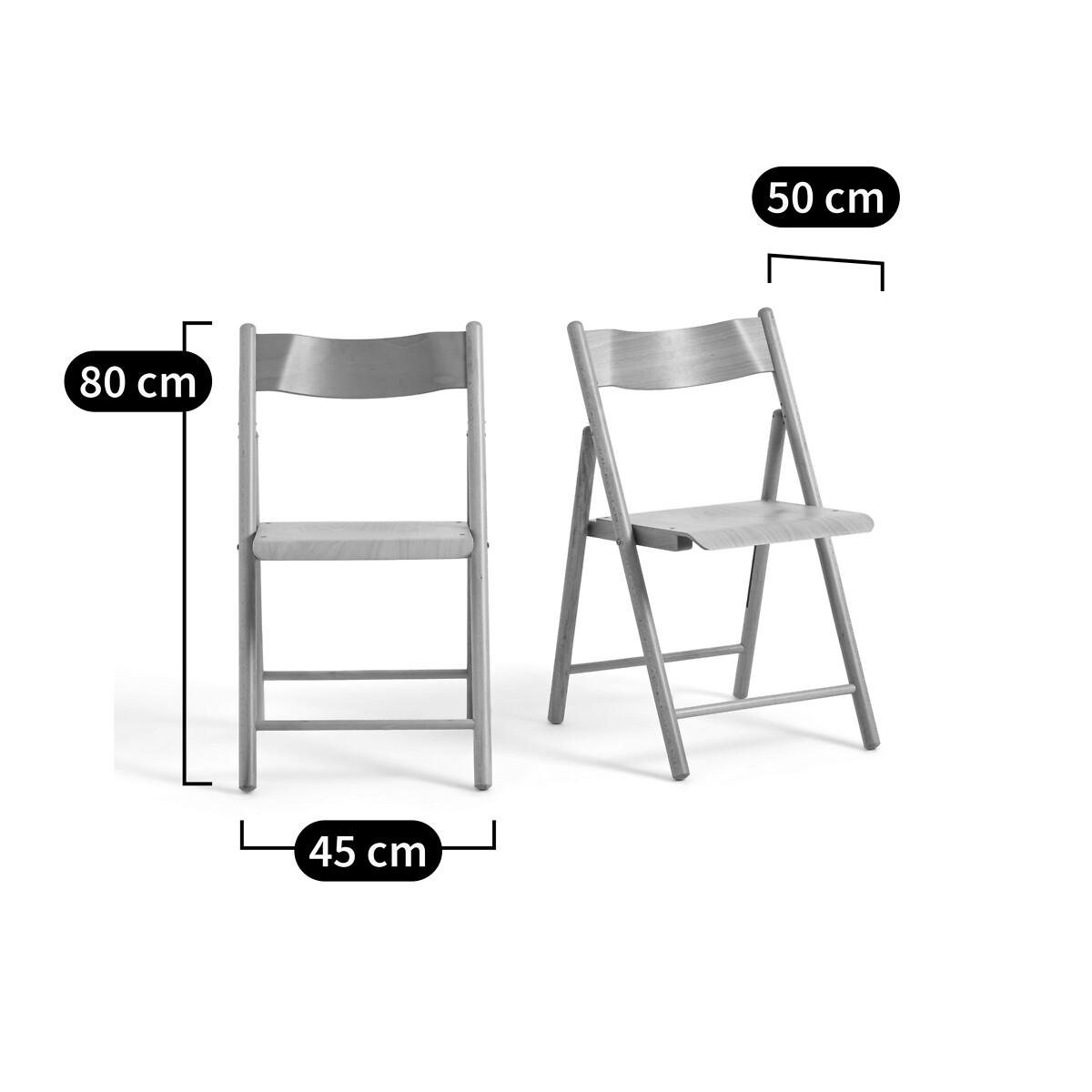 LA REDOUTE INTERIEURS<br>Conjunto de 2 cadeiras dobráveis, madeira de faia, Panni
