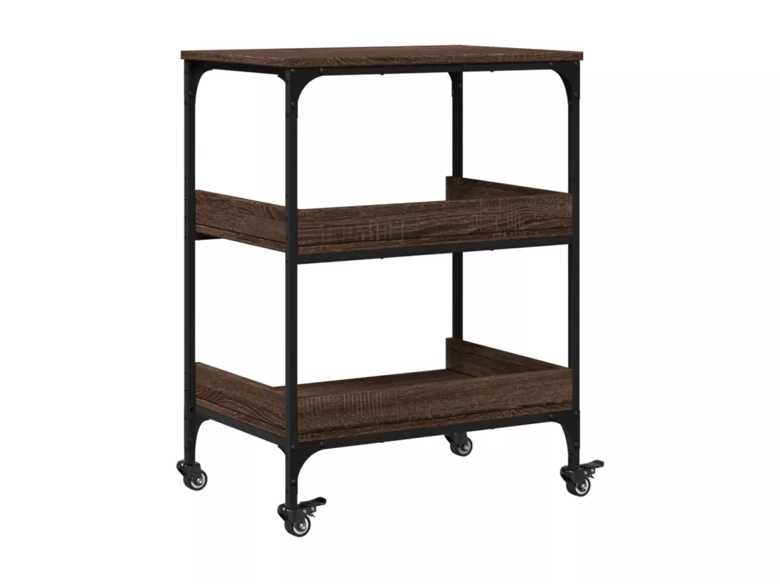 Chariot de cuisine chêne marron 60x41x80,5 cm bois d'ingénierie