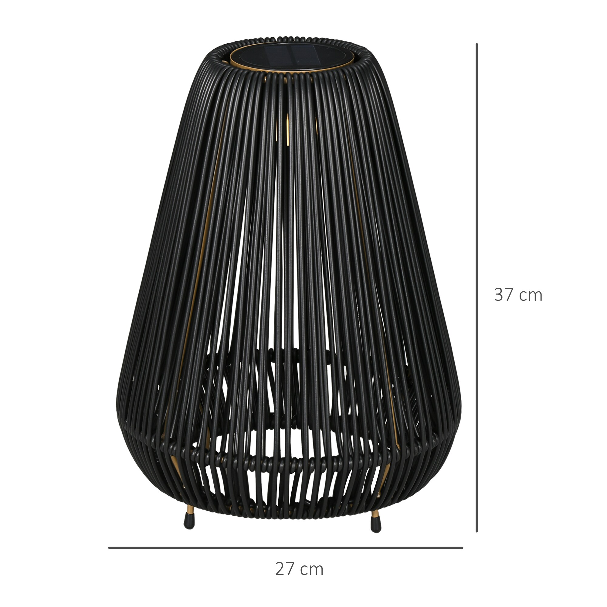 Outsunny Solarleuchte mit Lichtsensor schwarz Ø27 x 37H cm