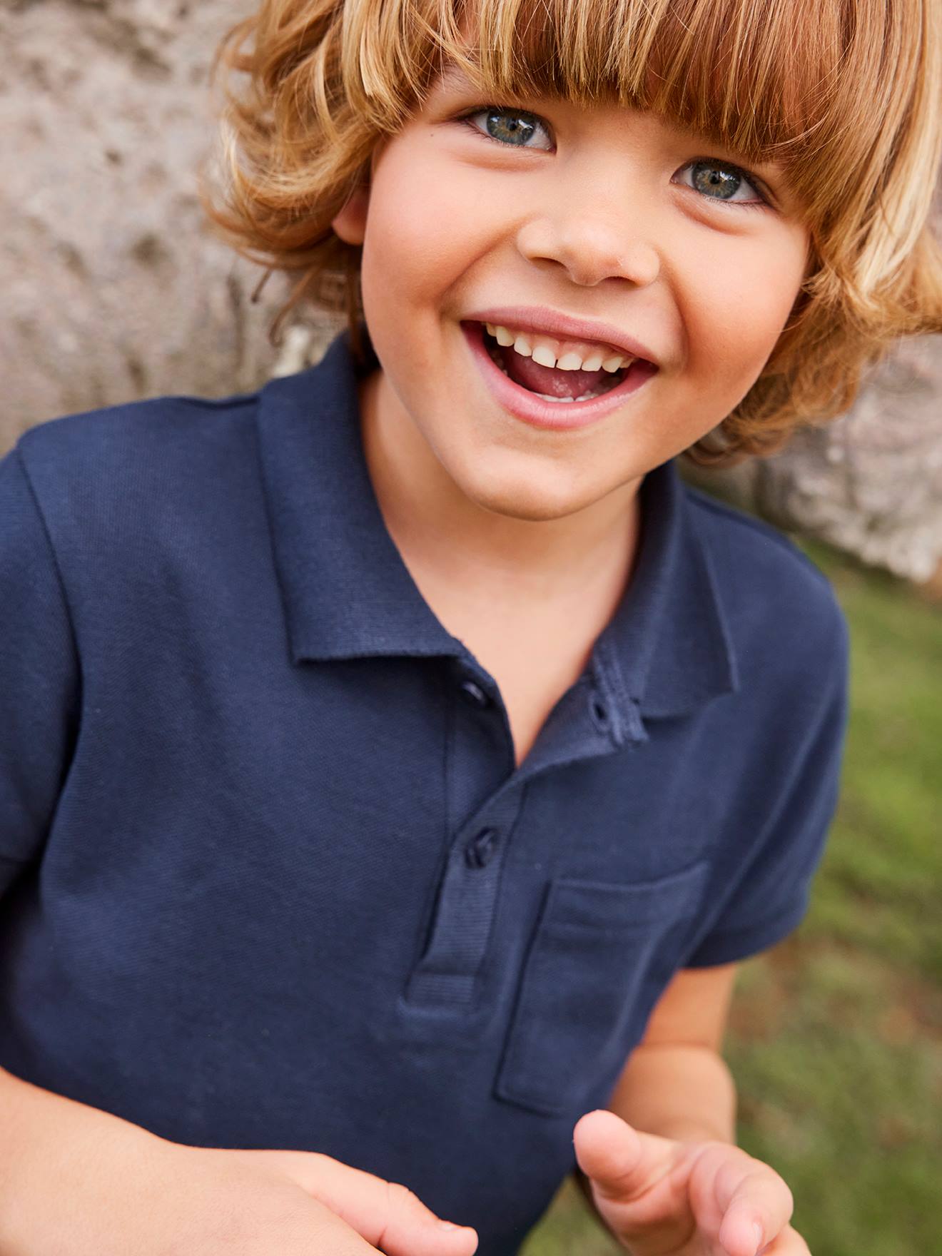 Conjunto de 2 camisas polo de malha aberta para meninos, azul escuro, bicolor/multicoloridas