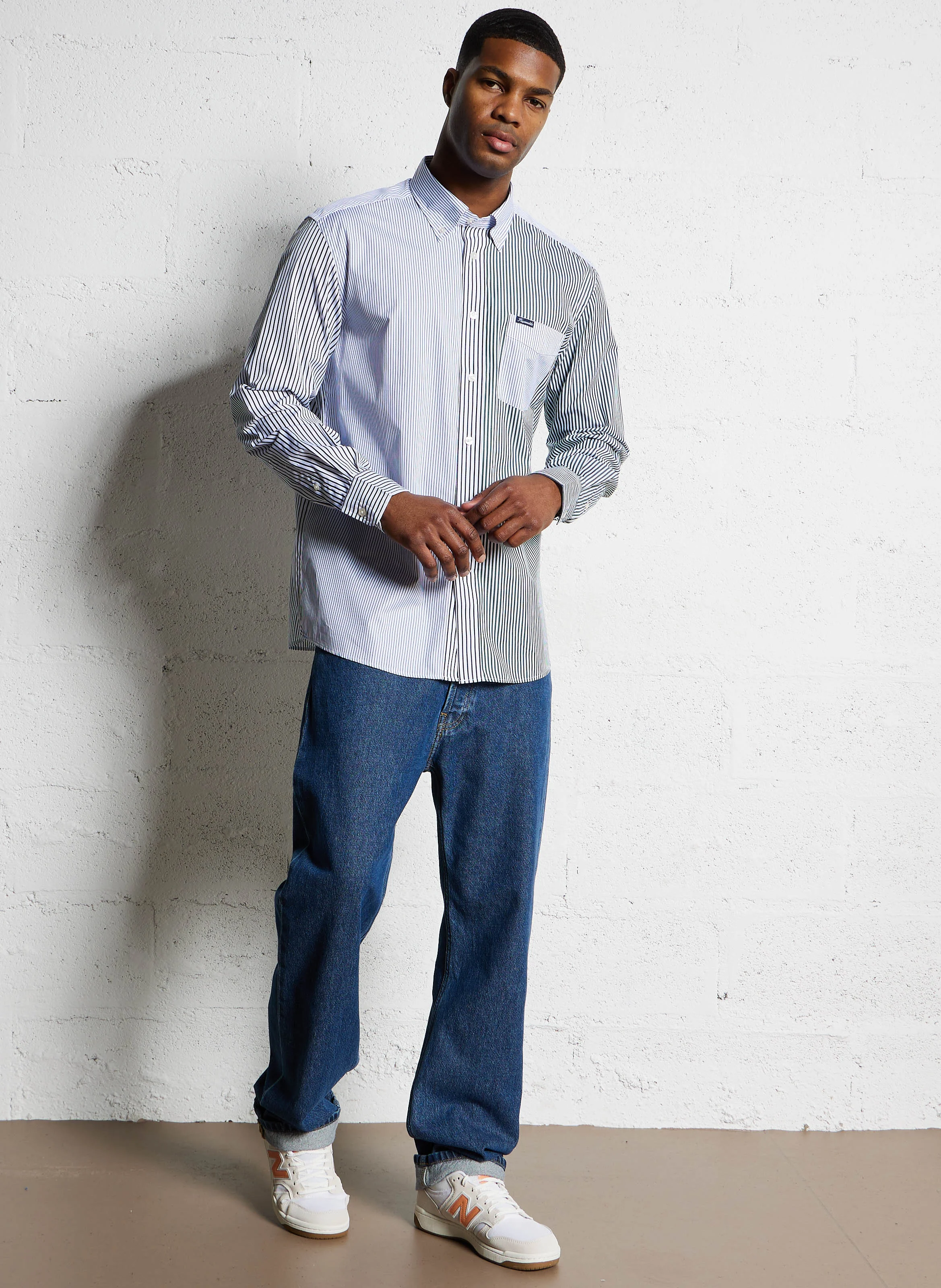 Chemise droite en coton rayé | Multicolore