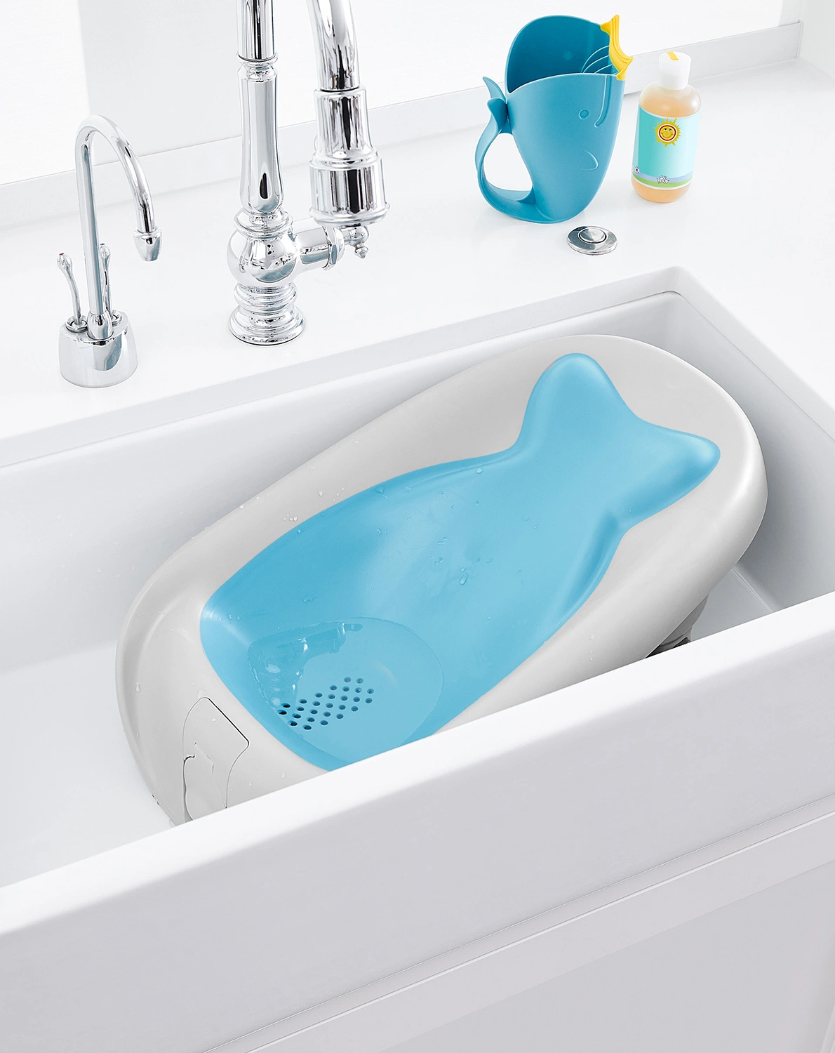 Baby-Badewanne MOBY klappbar in grau/blau