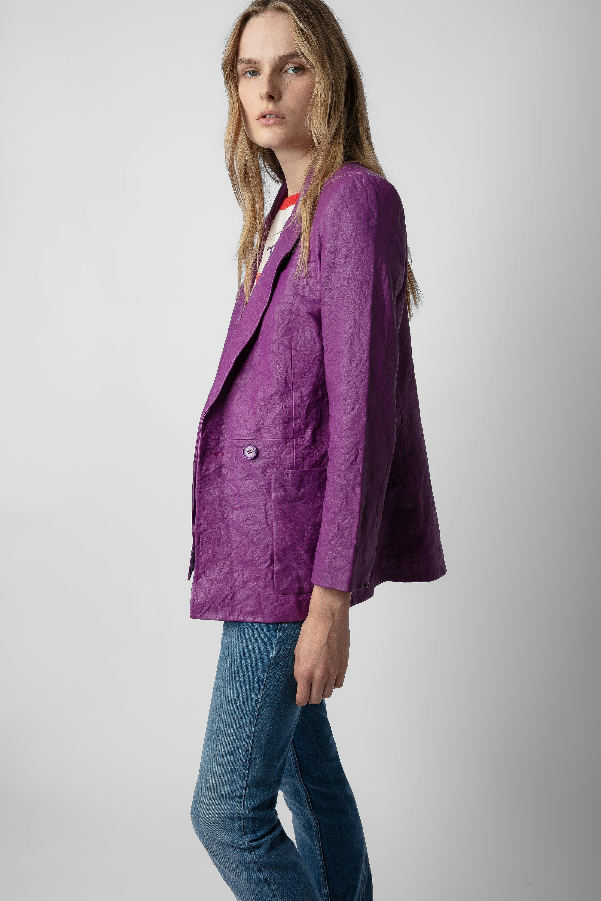 Blazer Visko Cuir Froissé