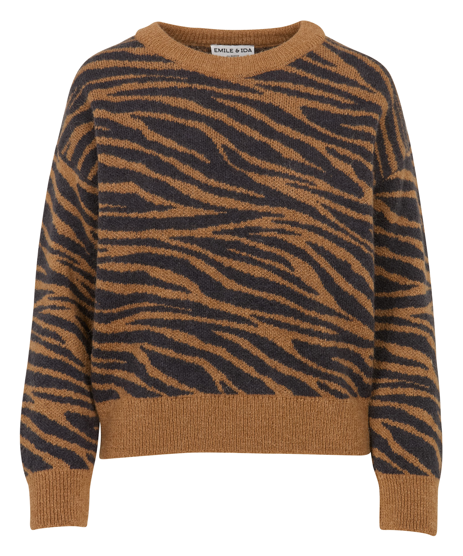 AMAZONE - Pull ample imprimé | Marron