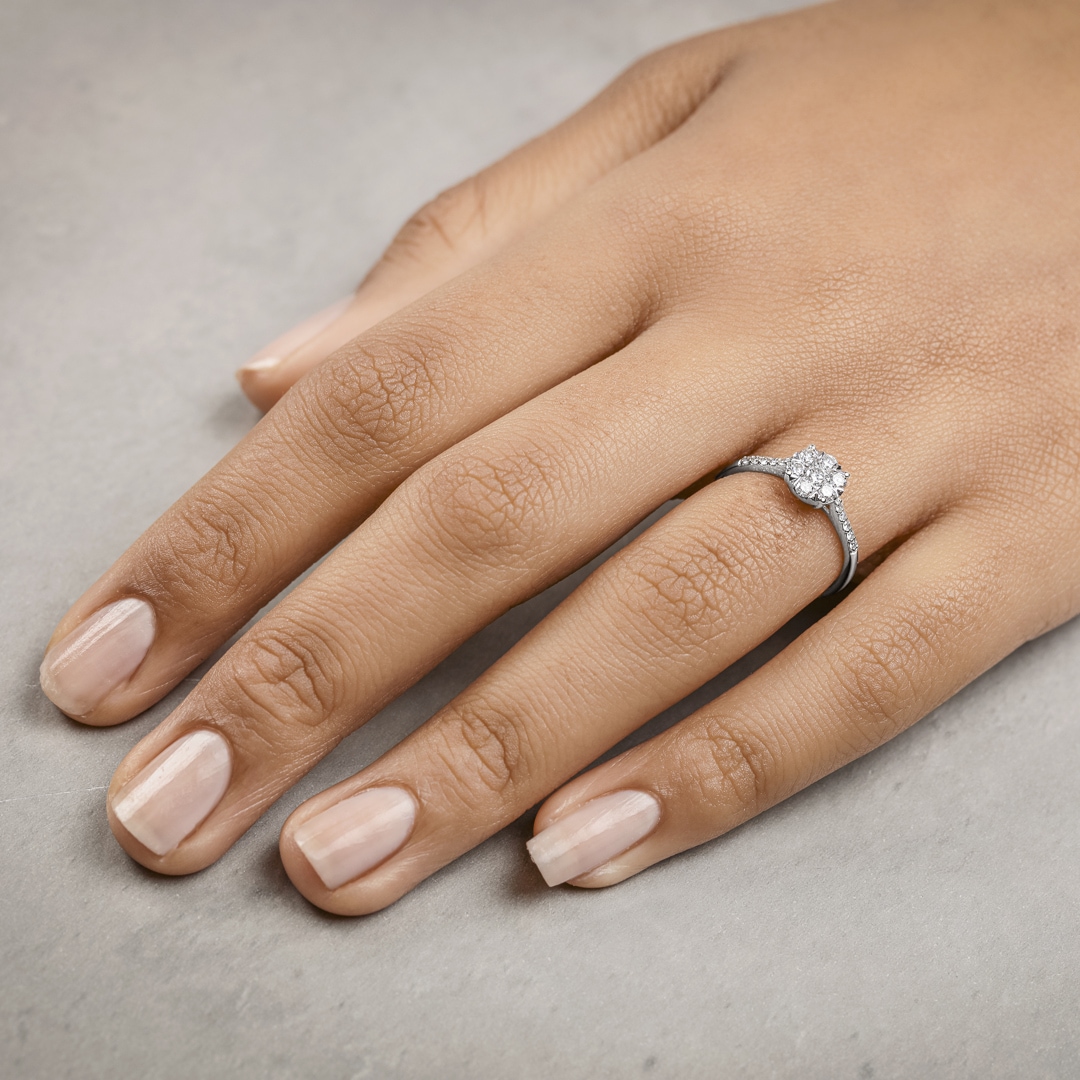 0.49 Karat Diamanten Verlobungsring 750/18 K Weissgold