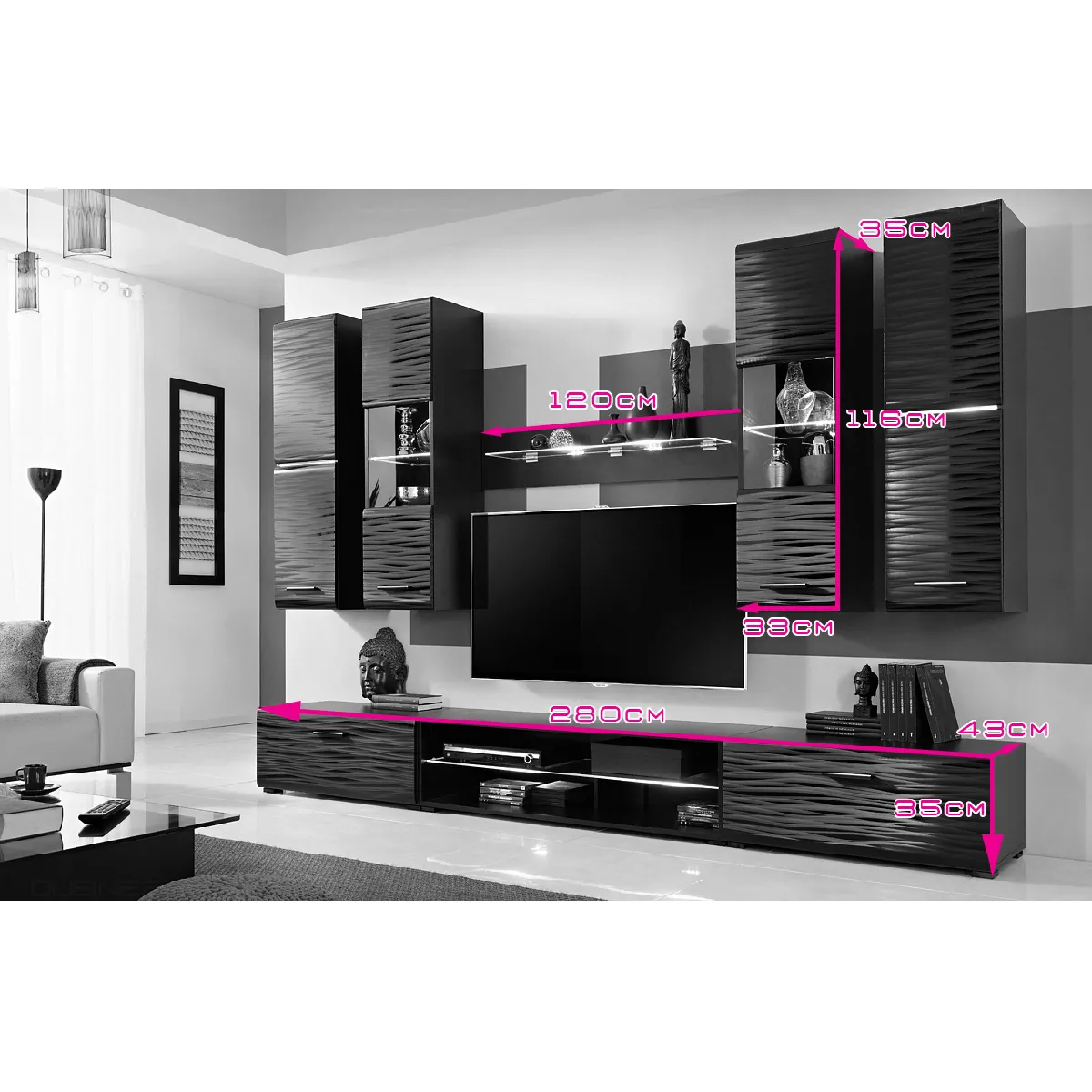 DUSINE NINJA EFFET 3D LED 280 cm - Noir