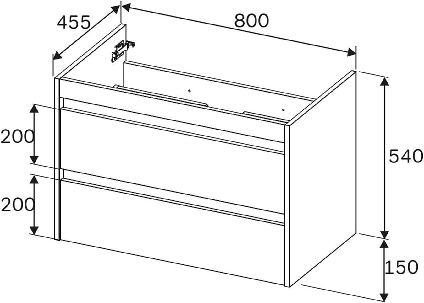 AM.PM Waschbeckenunterschrank Hängend mit Waschbecken, Badmöbel Set für Badezimmer & Gäste-WC, Waschtischunterschrank mit 2 Schubladen, Spike Eiche (81/56 cm)