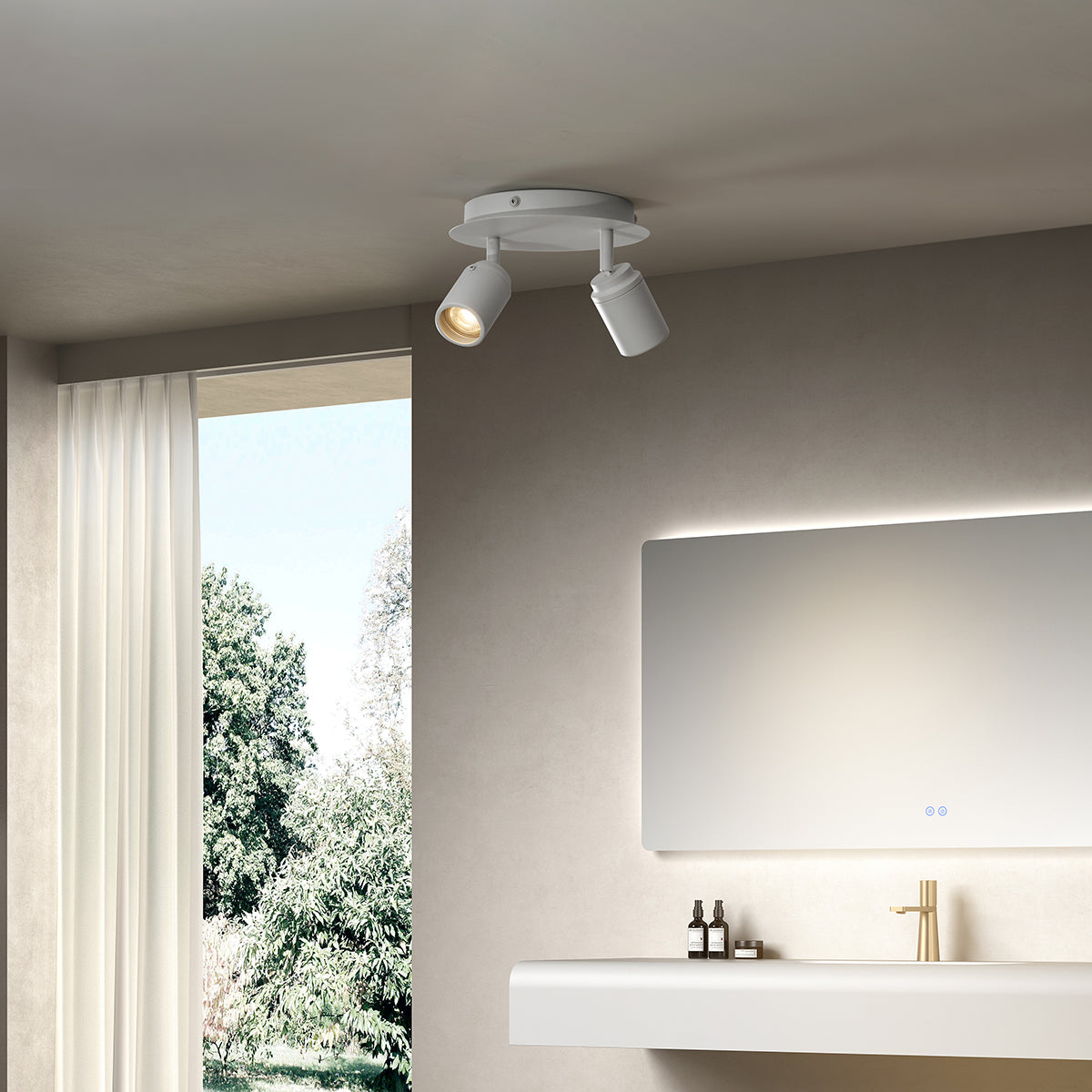 QAZQA Moderne badkamer spot wit 2-lichts IP44 - Ducha