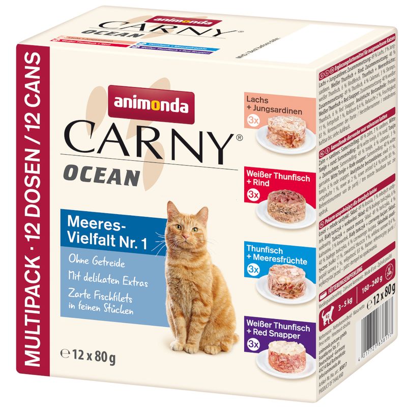 Lot 4 saveurs animonda Carny Ocean 12 x 80 g à prix discount sur bitiba.fr
