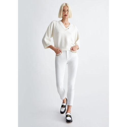 Liu Jo - Pantalón Bottom Up con strass Blanco