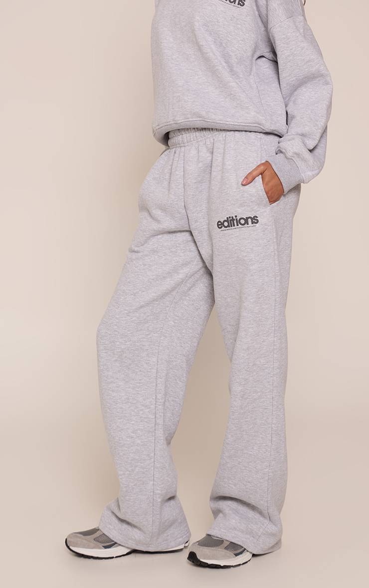 Gris Chiné Jogging Droit Imprimé Editions Gris Chiné