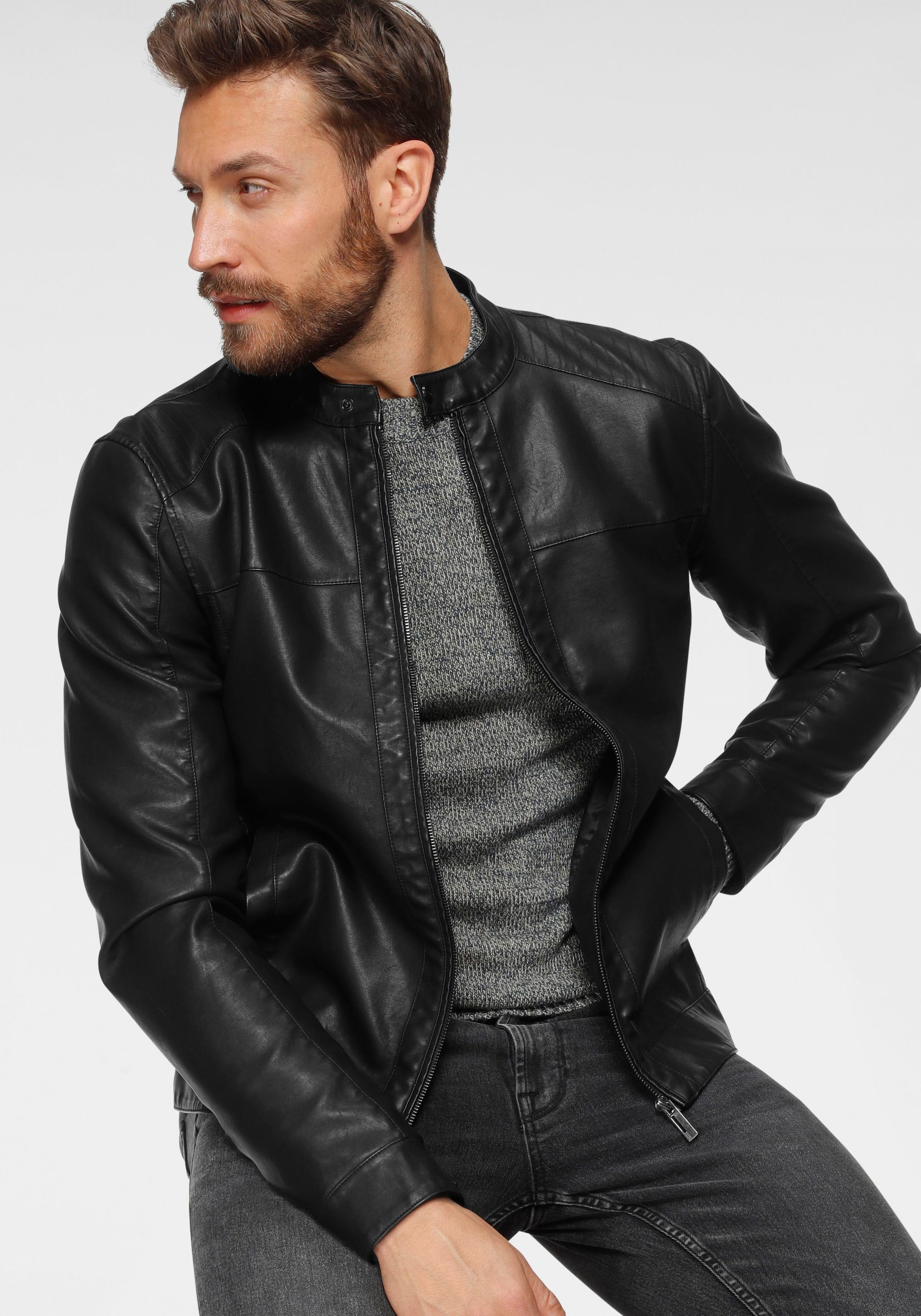 ONLY & SONS Bikerjacke »MIKE PU RACER JACKET« ohne Kapuze