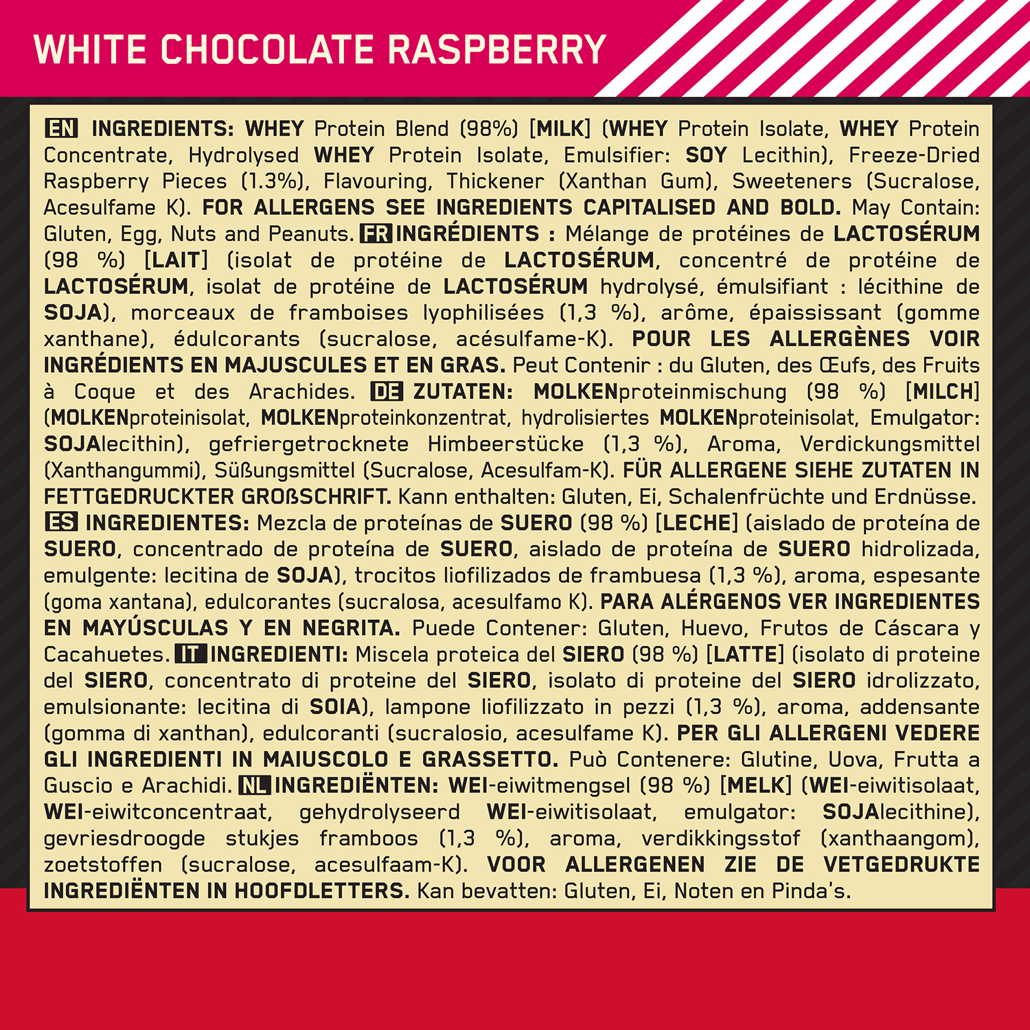 Optimum Nutrition Whey Protein Gold Standard 908 g White Chocolate Raspberry