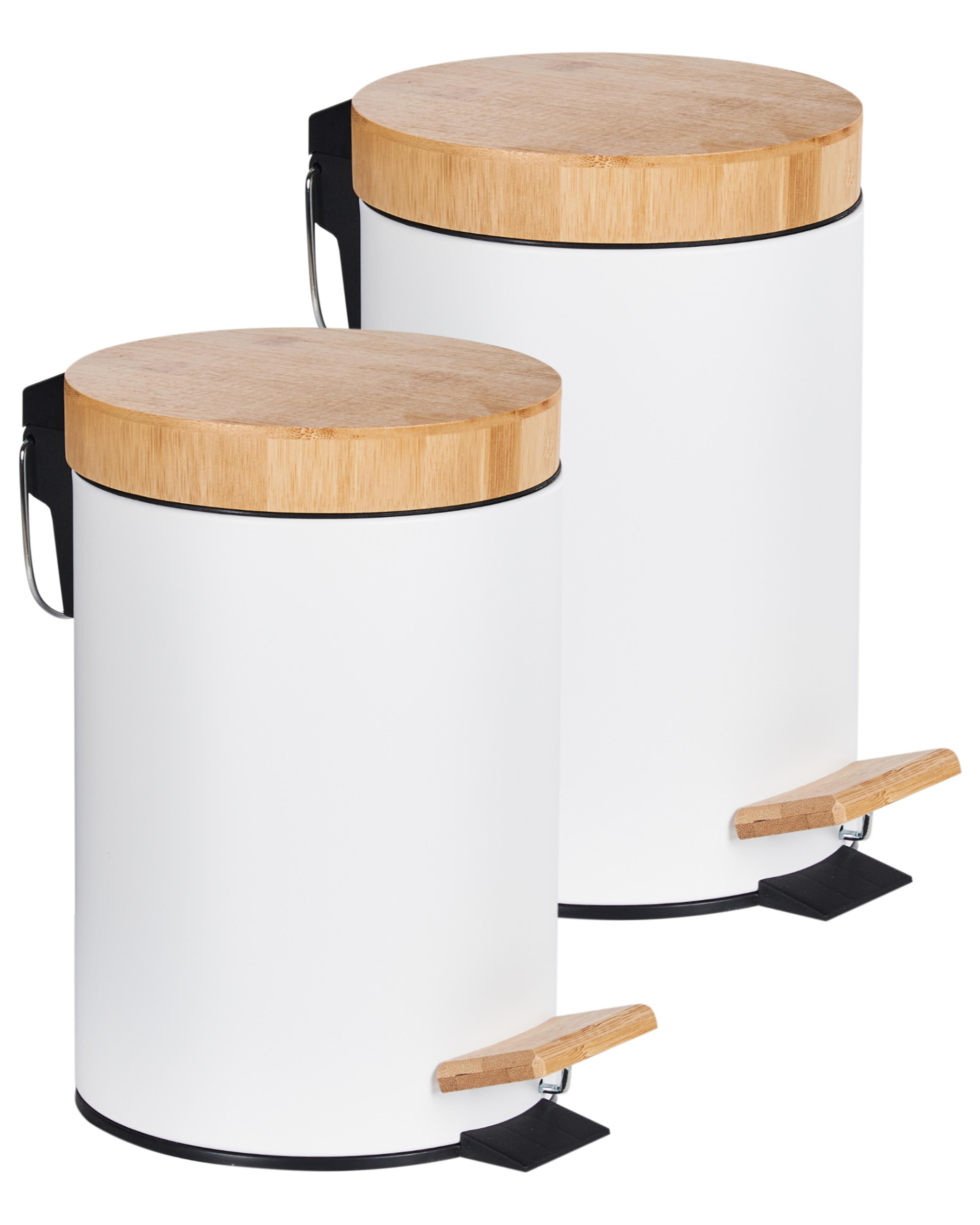 Set van 2 pedaalemmers 3 L ECOSMART Metaal Wit