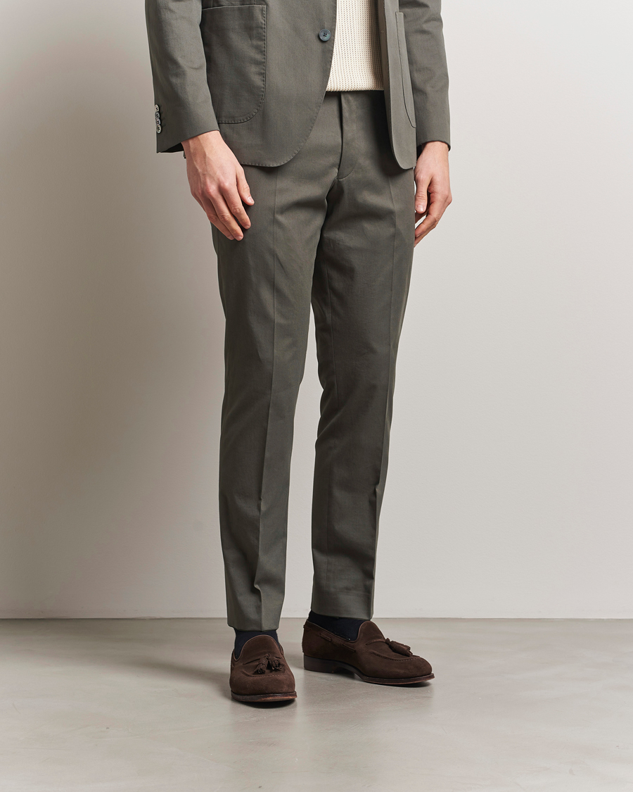 Oscar Jacobson Dandy Cotton Trousers Olive
