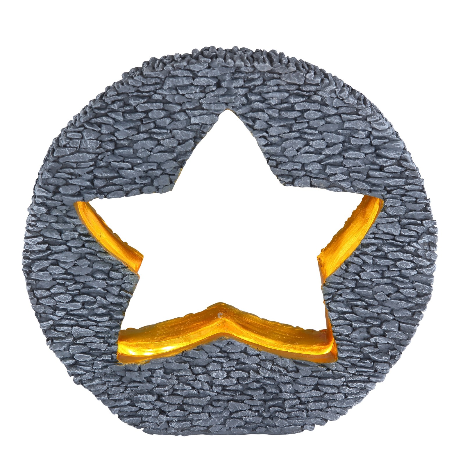 Solarleuchte Stern - steingrau-goldfarben - rund