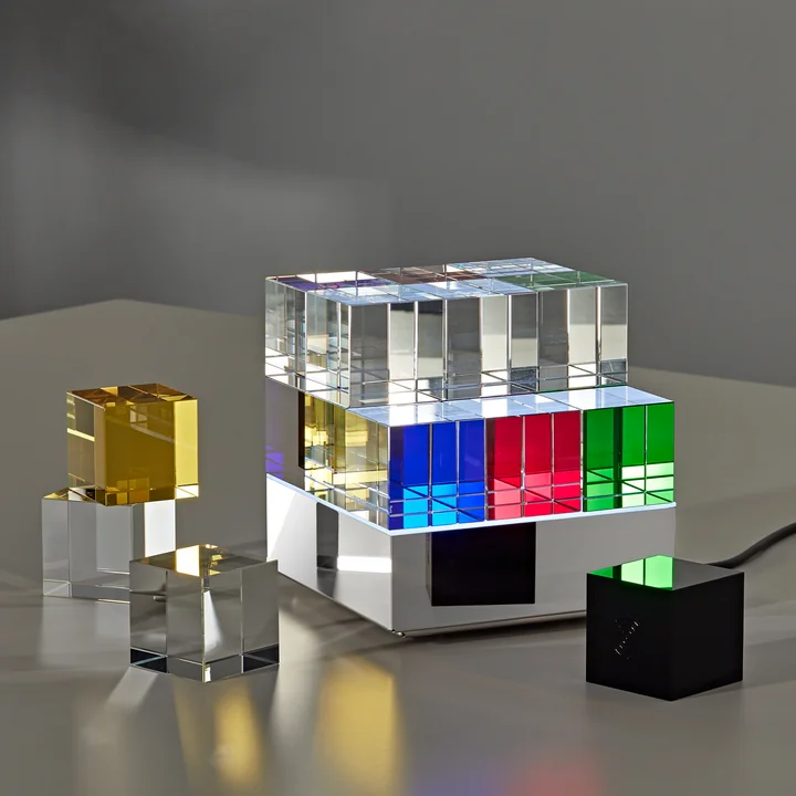 Tecnolumen - CUBELIGHTmove LED Tischleuchte mit Funkwürfel, blau / gelb / rot / grün