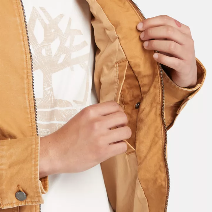 Veste en toile délavée pour homme en jaune foncé