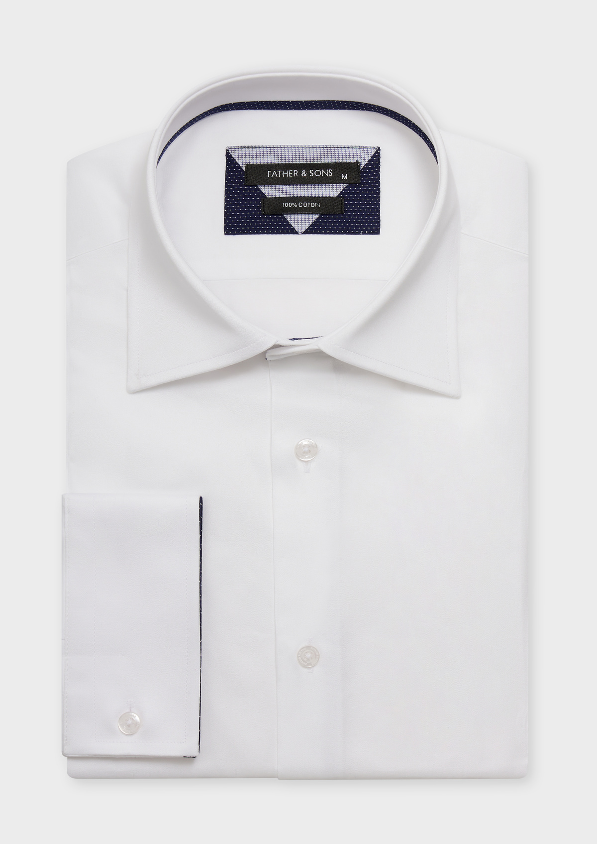 Chemise habillée Slim en satin de coton uni blanc