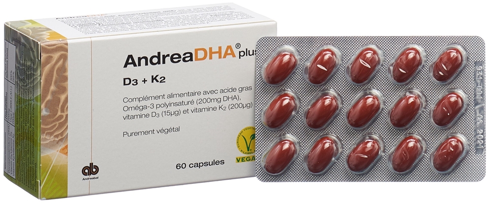 ANDREADHA plus Omega-3 Vitamin D3   Vitamin K2 Kaps vegan Blist 60 Stk