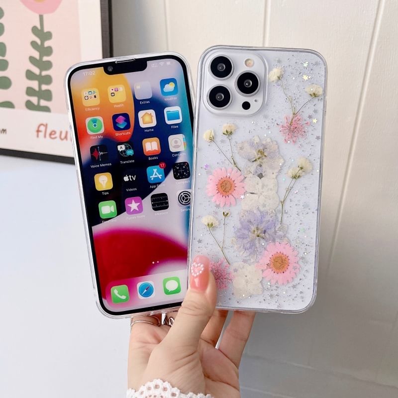 Tondephiry - Transparant telefoonhoesje met bloemenmotief voor iPhone 11, 11 Pro, 11 Pro Max, 12/12 Pro, 12 Pro Max, 13, 13 Pro, 13 Pro Max, 14, 14 Plus, 14 Pro, 14 Pro Max, 15, 15 Pro, 15 Pro Max