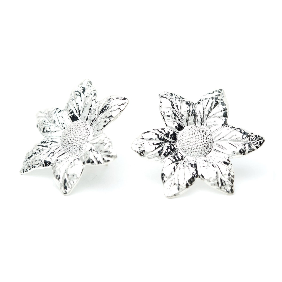 boucles d'oreilles puces fleurs plaqué argent - HESPÉRIS