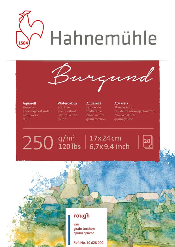 Hahnemühle papier bordeauxrood, 17 x 24 cm, 250 g/m²