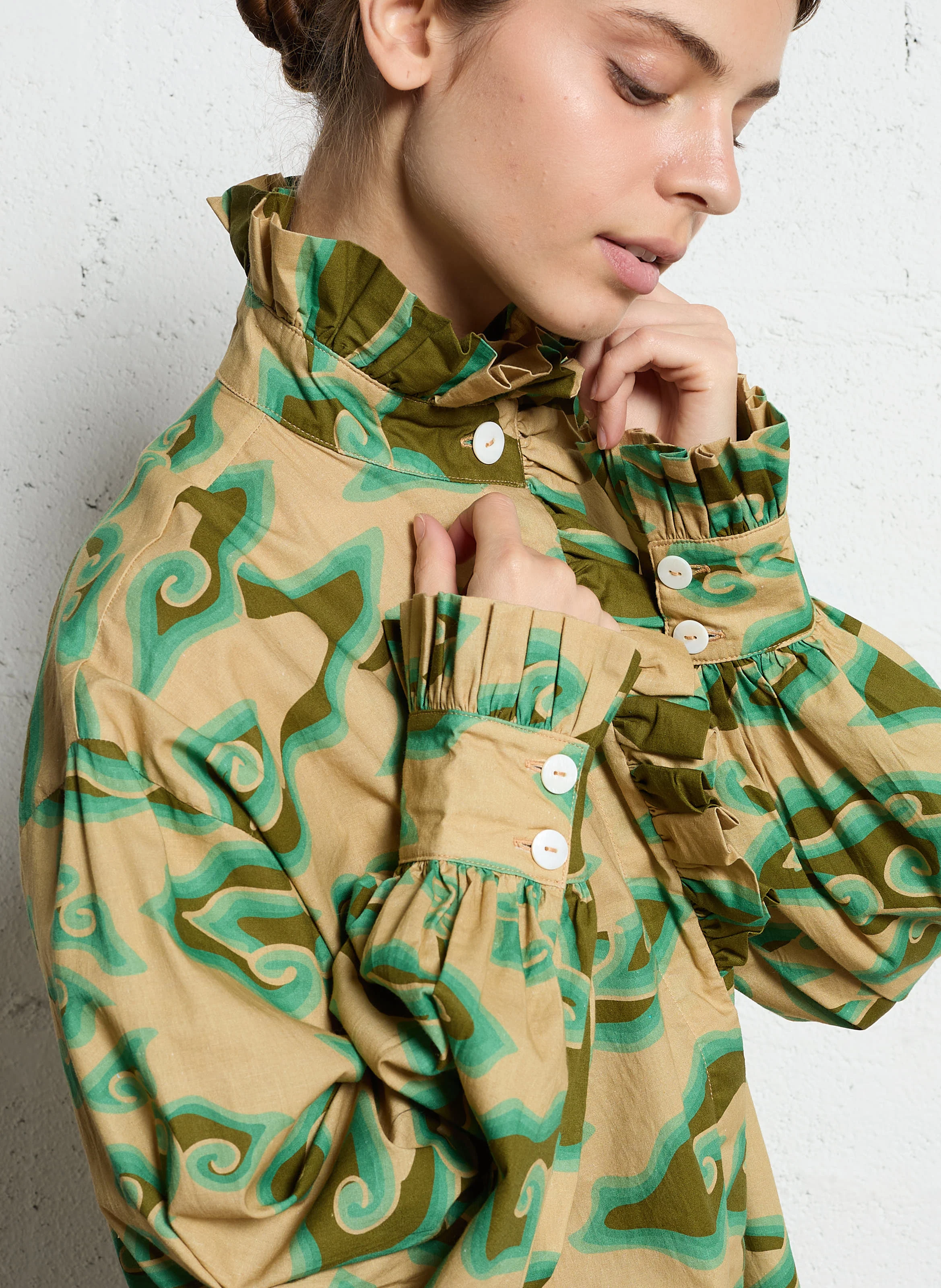 ECSTASY - Blouse imprimée en coton | Kaki